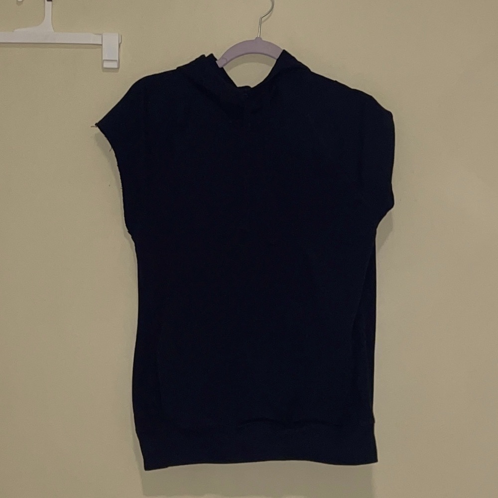 Z by zella muscle tank sweatshirt white striped black small hooded​​​​​​​​ - Picture 2 of 3